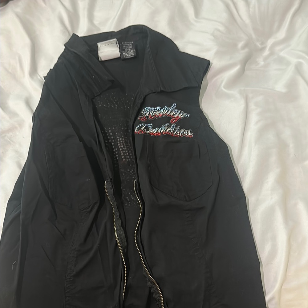 Harley-Davidson Black Sleeveless Vest with Embroidered Logo